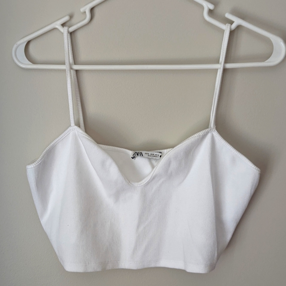 Zara White Cropped Cami